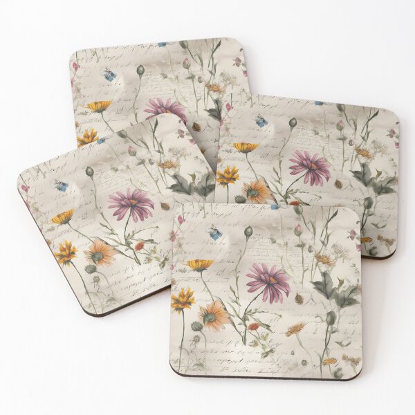 Item preview, Vintage Wildflowers on Love Letter Paper Pattern designed and sold by Melissify.