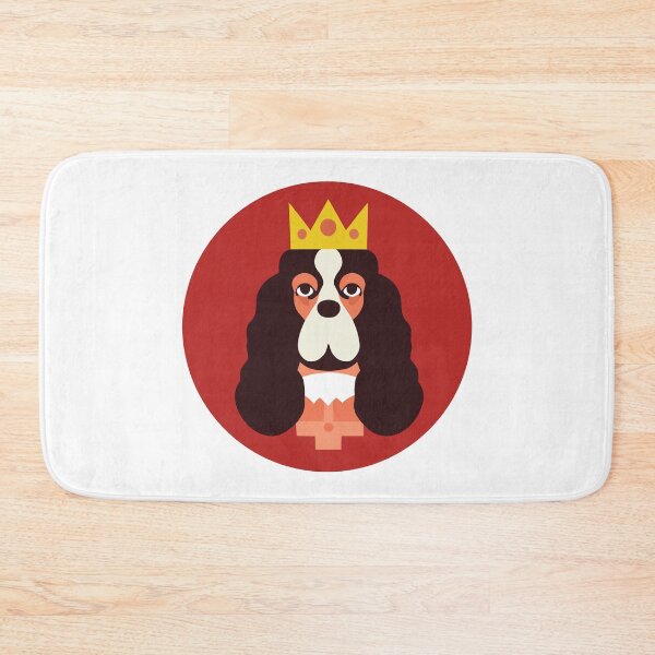 Item preview, Beautiful Mid Century Modern King Charles Spaniel Design On A Royal Red Circular Background designed and sold by SorryFrog.