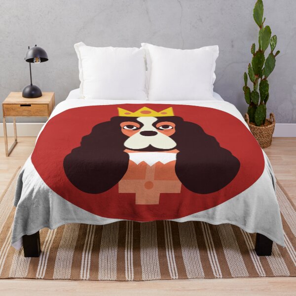 Item preview, Beautiful Mid Century Modern King Charles Spaniel Design On A Royal Red Circular Background designed and sold by SorryFrog.