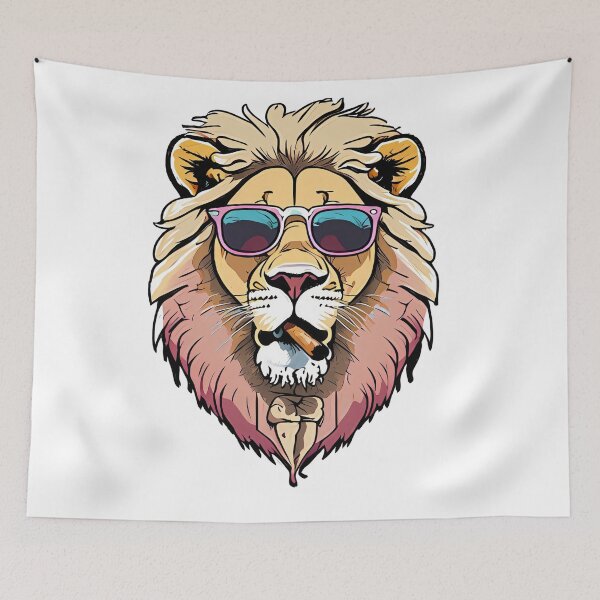 Item preview, lion wearing sunglasses and smoking cigar  designed and sold by DeluxBee.