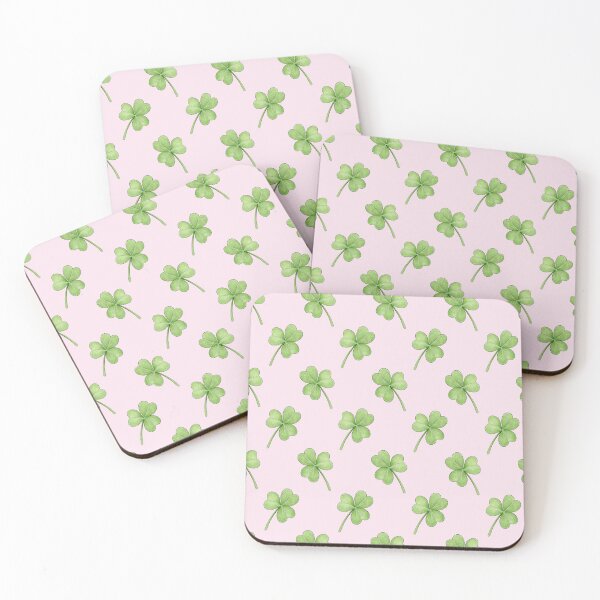 Item preview, Irish Shamrock rows repeating pattern on cherry blossom pink background designed and sold by HazelFisher.