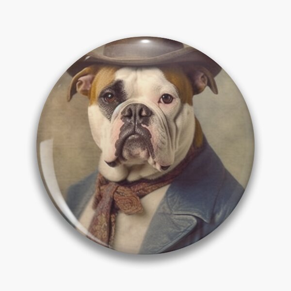 Item preview, Antique Cowboy Bulldog: Oil Painting Style  Vintage Portrait designed and sold by TheFunkyCryptid.