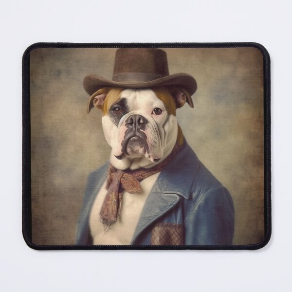 Item preview, Antique Cowboy Bulldog: Oil Painting Style  Vintage Portrait designed and sold by TheFunkyCryptid.