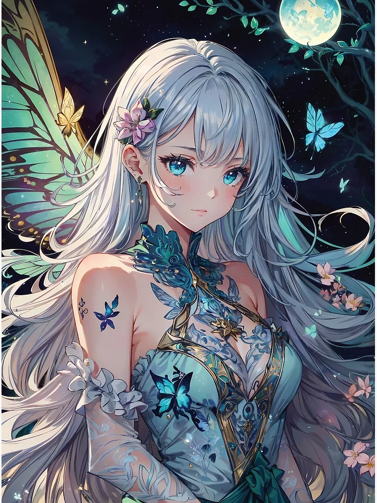 Anime Fairy with White Hair