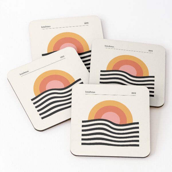 Item preview, Bauhaus Circle Lines Warped Yellow Orange Blush designed and sold by ahumbleconcept.