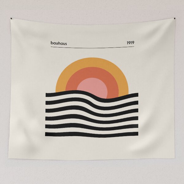 Item preview, Bauhaus Circle Lines Warped Yellow Orange Blush designed and sold by ahumbleconcept.