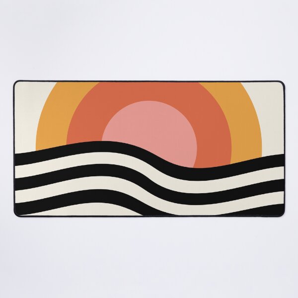 Item preview, Bauhaus Circle Lines Warped Yellow Orange Blush designed and sold by ahumbleconcept.