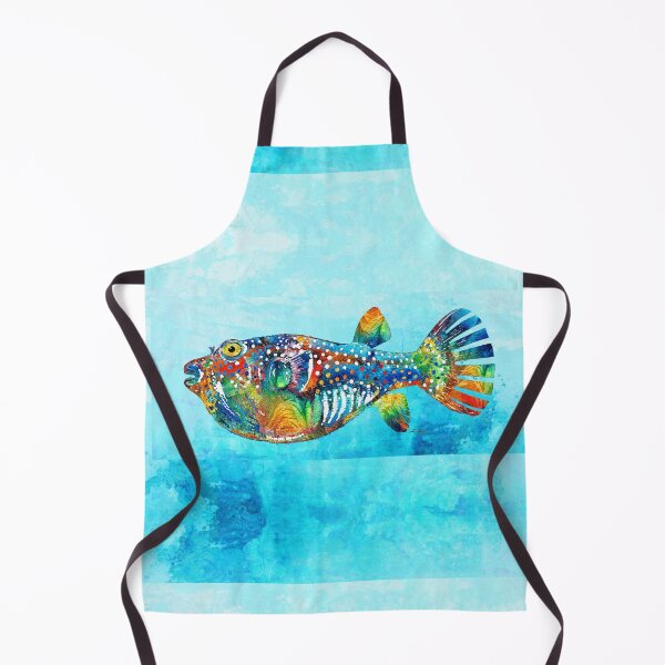 Item preview, Colorful Tropical Puffer Fish Art 2 on Beach Blue designed and sold by Sharon Cummings Art.