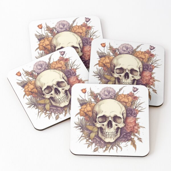 Item preview, Skull and Wild Flowers #3 designed and sold by CoutureCrypt.