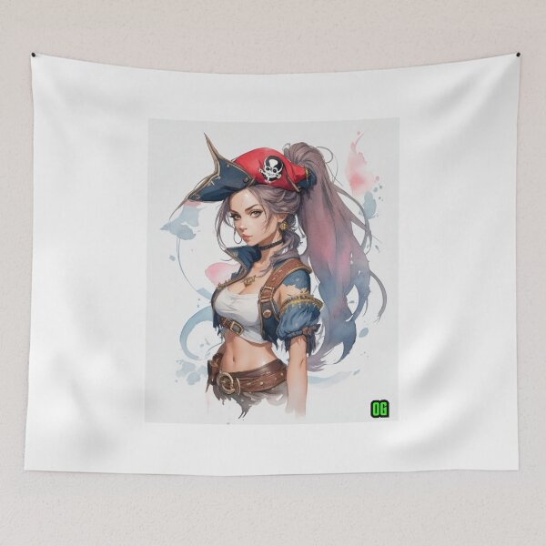 Item preview, Beauty Pirate girl, stickers, poster, magnet, t-shirt, digital art designed and sold by mirko-rimini.