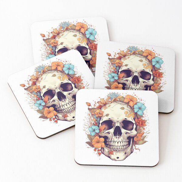Item preview, Skull and Wild Flowers #4 designed and sold by CoutureCrypt.