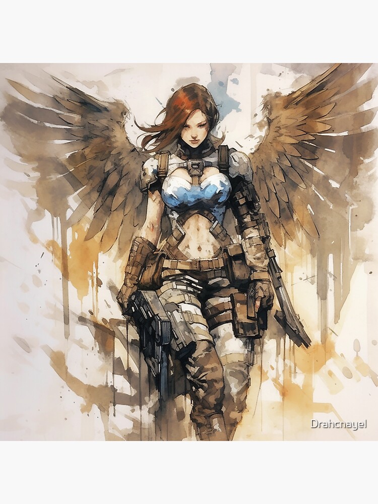 artwork of an anime goth style archangel on Craiyon