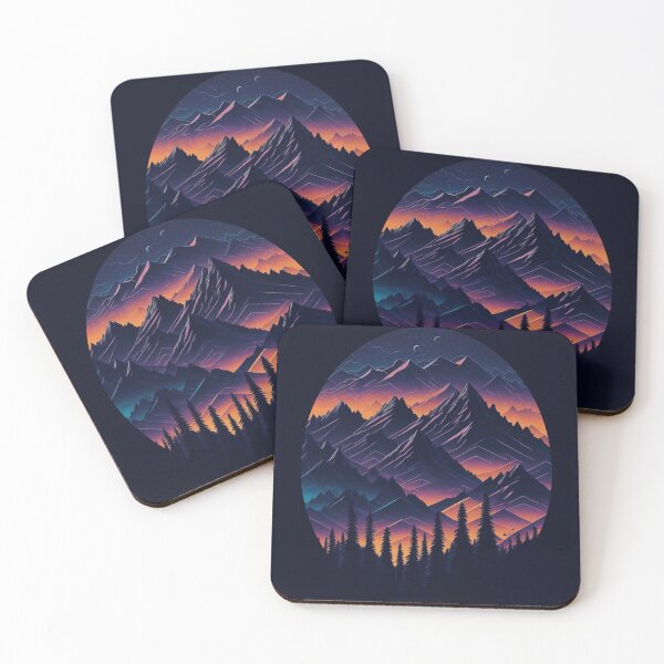 Item preview, Mountains at sunset designed and sold by ArtCraftLab.
