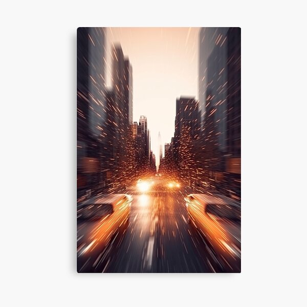 Surreal Cinematic Motion Blur Shot, Special Effects, Cyberpunk, Long Exposure, New York, Night, Night Canvas Print
