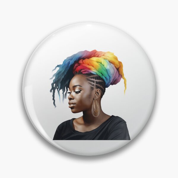 Artikelvorschau, Pride Month Schwarze Frau Regenbogen Haaraufkleber entworfen und verkauft von Becoming Corinne.