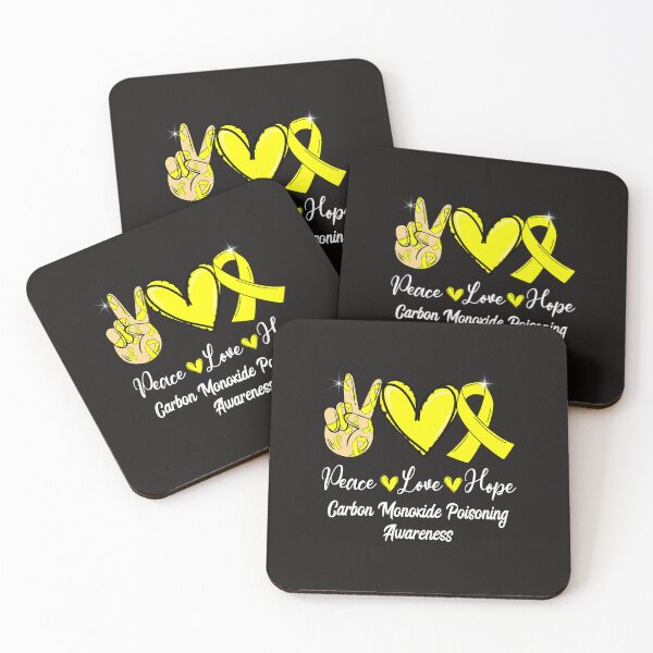 Item preview, Carbon Monoxide Poisoning Peace Love Hope Yellow Ribbon designed and sold by NishiHayer.
