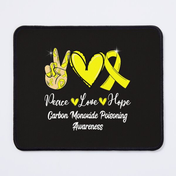 Item preview, Carbon Monoxide Poisoning Peace Love Hope Yellow Ribbon designed and sold by NishiHayer.