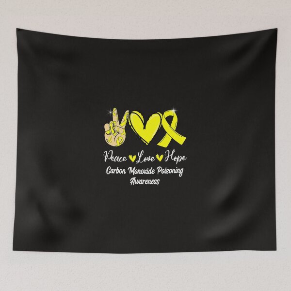 Item preview, Carbon Monoxide Poisoning Peace Love Hope Yellow Ribbon designed and sold by NishiHayer.