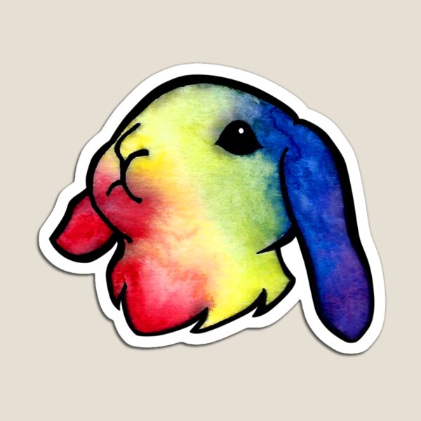 Watercolor Rainbow Lop Bunny Rabbit Magnet