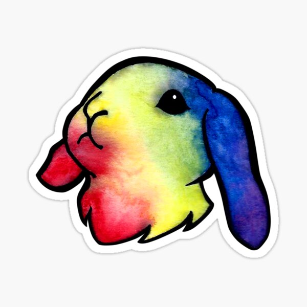 Watercolor Rainbow Lop Bunny Rabbit Sticker