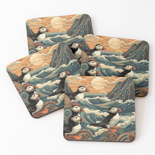 Item preview, Puffin's Watch (Woodblock) designed and sold by Pedra Panda.