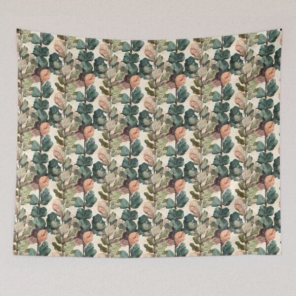 Item preview, Retro Fiddle Leaf Fig Art | Vintage Botanical Pattern designed and sold by Retro-ArtDeco.