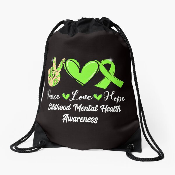 Item preview, Childhood Mental Health Peace Love Hope Lime Green Ribbon designed and sold by GovindMahajan.