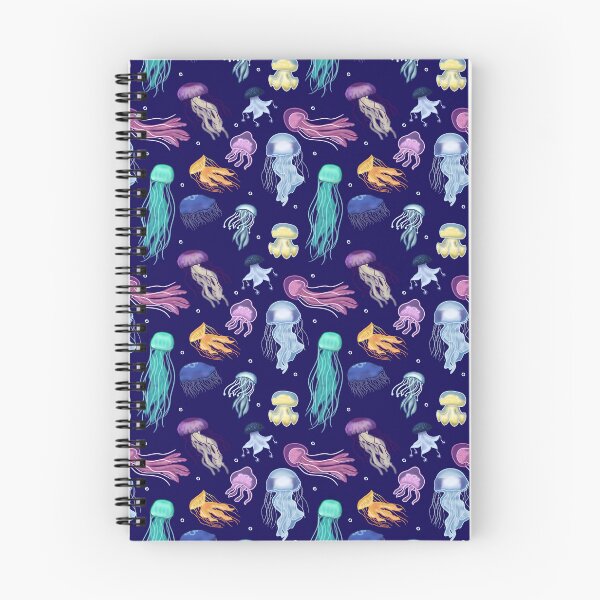 Item preview, Little Multicoloured Jellyfish Pattern (Dark blue) designed and sold by InkyFlower.
