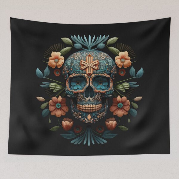 Item preview, Deluxe design made of embroidery skull textile Day of the Dead, Dia de los Muertos designed and sold by Tio-Tecun.