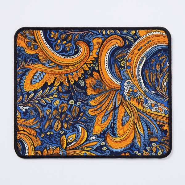 Item preview, Blue and Orange Paisley Print - Detailed Ink Illustration Style designed and sold by GiveMeMood.