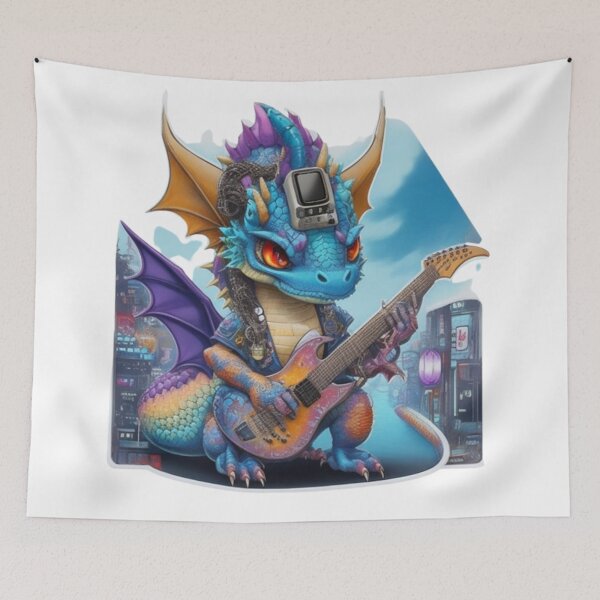 Item preview, Adorable kimono-clad dragon guitarist rocking the stage sticker and more. designed and sold by mefirefire.