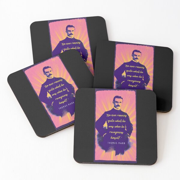 Item preview, Thomas Mann portrait and quote: No man remains quite what he was when he recognizes himself. designed and sold by artbleed.