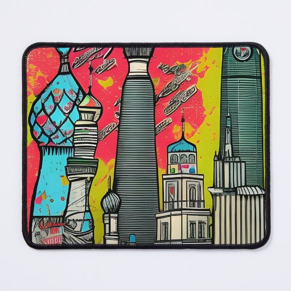 Item preview, Vintage Russia Moscow Abstract Cityscape designed and sold by PC-artist.