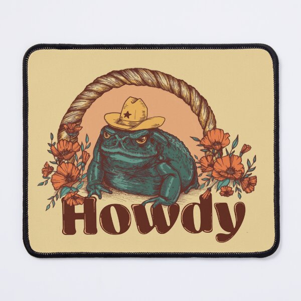 Item preview, Howdy - Toad in Cowboy Hat - Retro Western Frog Illustration designed and sold by chrystakay.