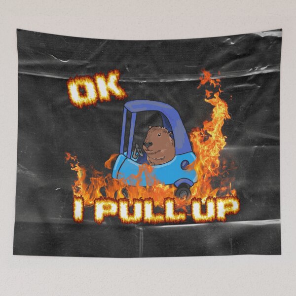 Item preview, Ok I Pull Up Capybara Meme Fire Design designed and sold by RoserinArt.