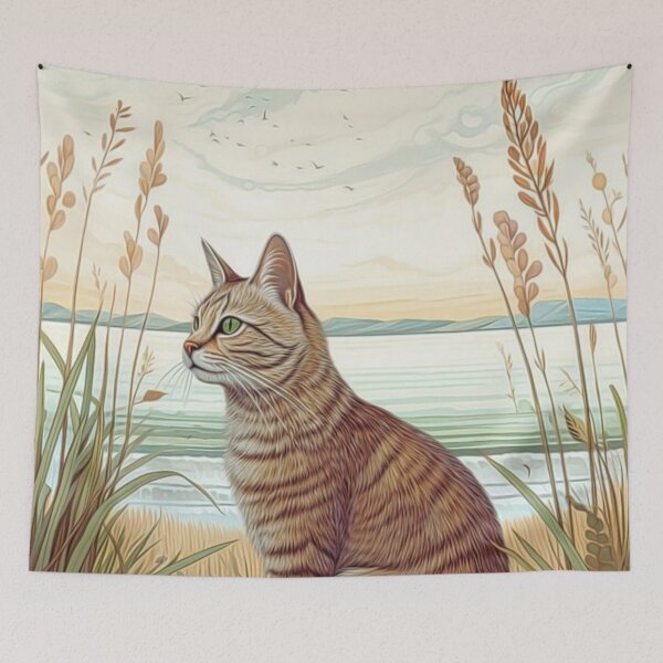 Item preview, Seashore Cat Portrait designed and sold by HappyLifeCreate.