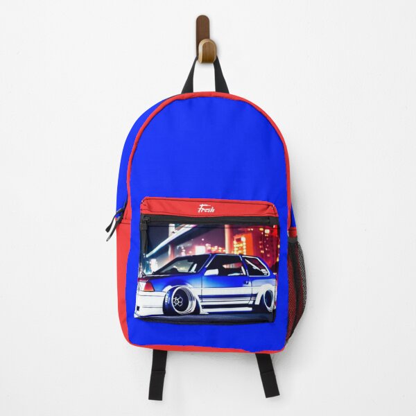 Artikelvorschau, Rot-blauer Rucksack mit blauem Auto entworfen und verkauft von Slepy13.
