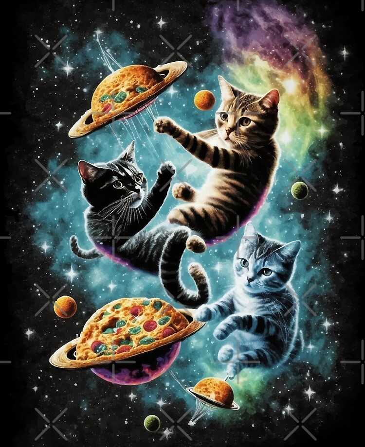 Outer Space Galaxy Universe Cat Pizza Dj Funny Cute Cosmic T Shirts,  Hoodies, Sweatshirts & Merch