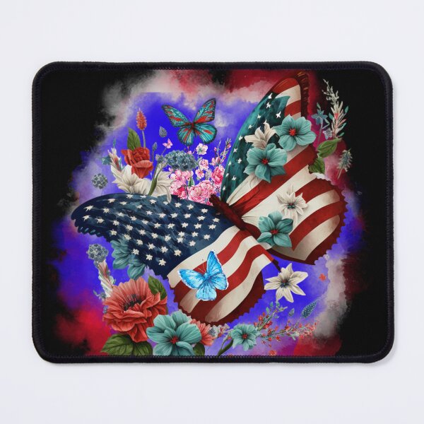 Item preview, 4th Of July Floral Cute Butterfly Usa Flag American designed and sold by Oceanicmaster.