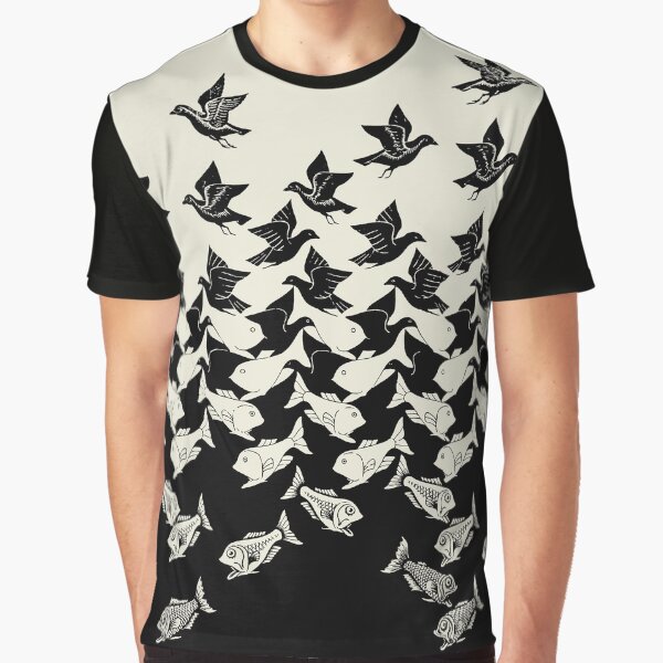 Poissons et oiseaux Art Déco Tessellation T-shirt graphique