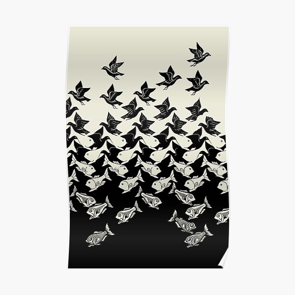Fish and Birds Art Deco Tessellation Poster