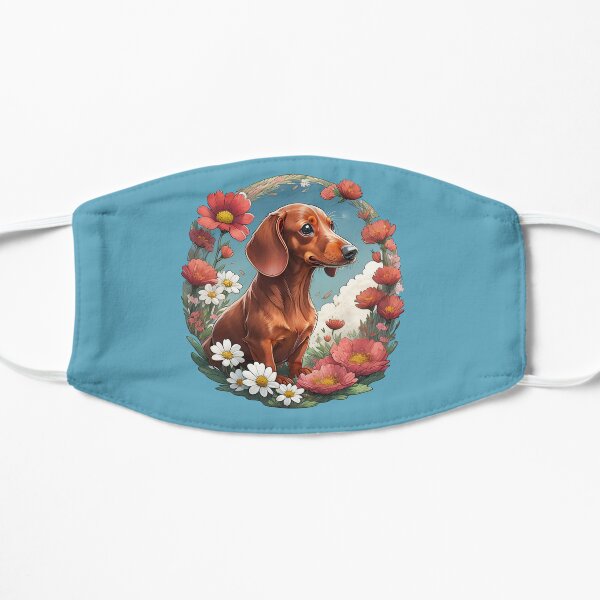 Dachshund With Spring Flowers Flat Mask