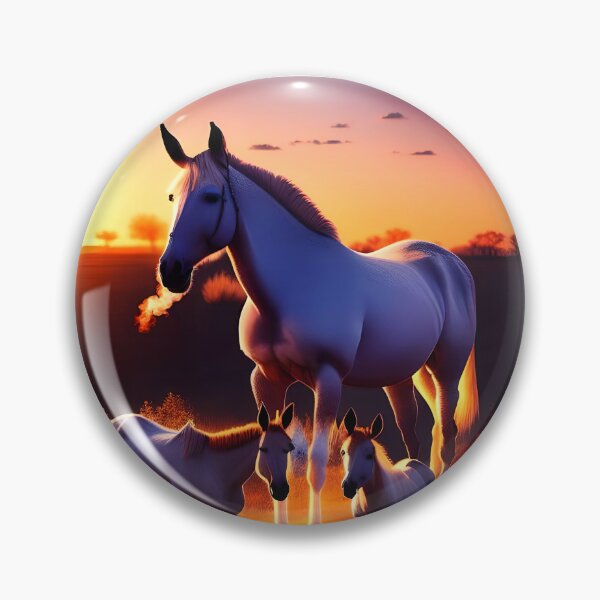 Item preview, Elegant Mustang Horses at Sunset - Animation Styled Design designed and sold by Fotofus.