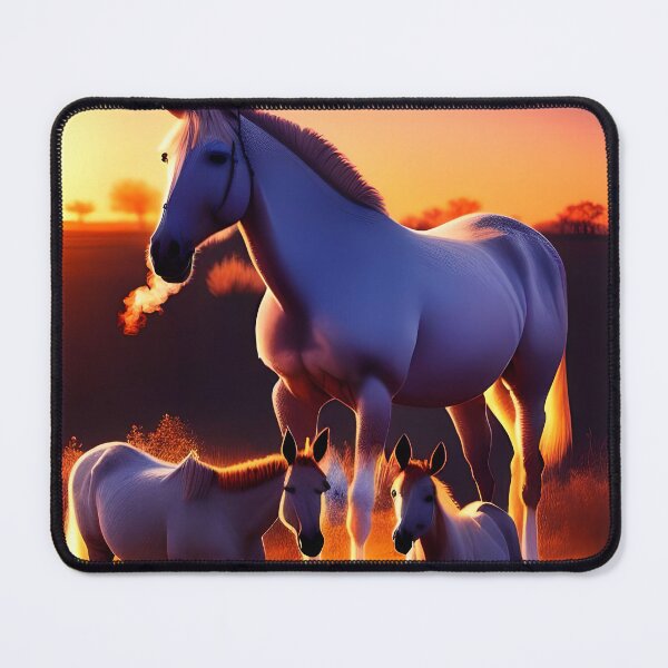 Item preview, Elegant Mustang Horses at Sunset - Animation Styled Design designed and sold by Fotofus.