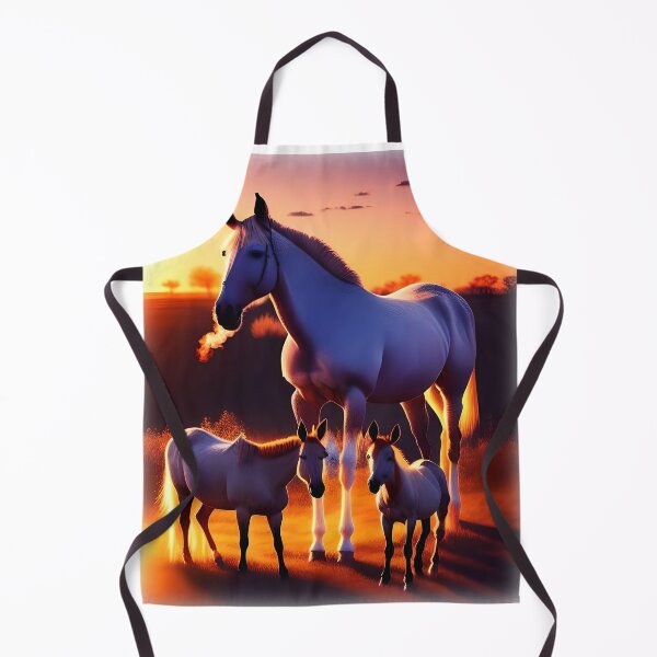 Item preview, Elegant Mustang Horses at Sunset - Animation Styled Design designed and sold by Fotofus.