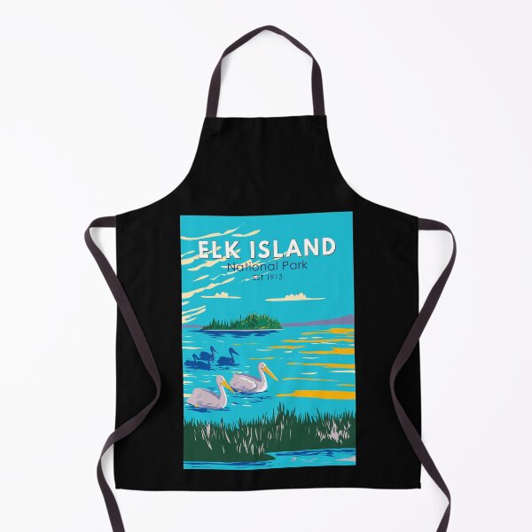 Item preview, Elk Island National Park Canada Pelican Travel Art Vintage designed and sold by KrisSidDesigns.