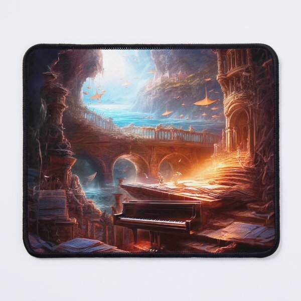 Item preview, Arte digital de escape dimensional de la música, piano de cola, paisajes de fantasía, escuela del río Hudson, arte de pared UHD, impresión de 30 "X30" designed and sold by stateofhuman.
