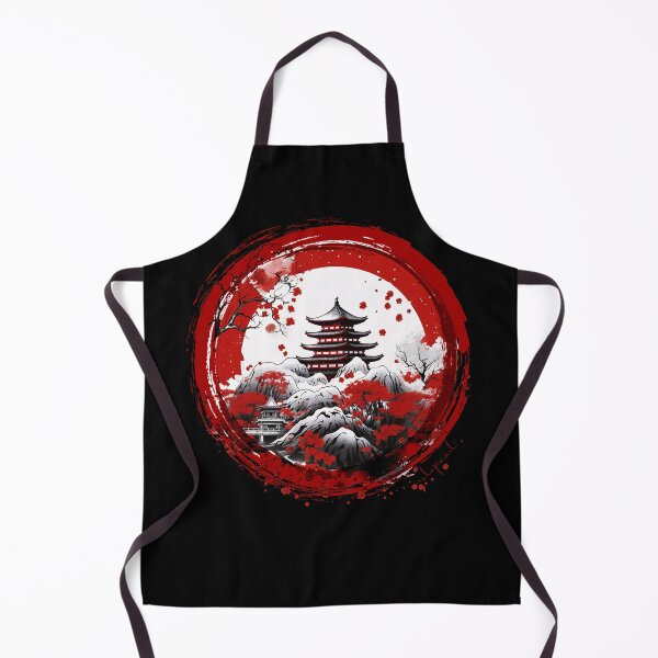 Item preview, Japanese Impressions: A red and white design inspired by Minka houses, mountains and cherry blossoms designed and sold by utopio-art.