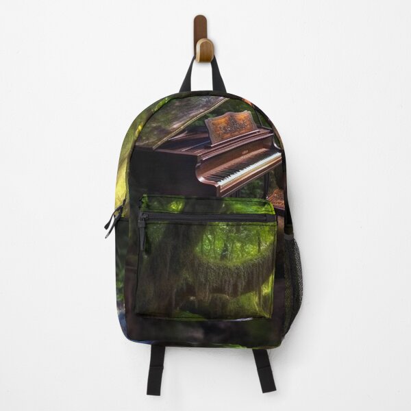Item preview, Piano in Enchanted Forest Digital Art: UHD 300 dpi Lush Green Forest with Waterfall & Stream, Photorealistic Surrealism Music & Nature Connection designed and sold by stateofhuman.