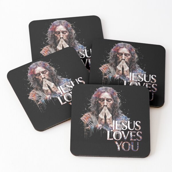 Item preview, Jesus loves you 002 - colored portrait of a praying Christ designed and sold by utopio-art.